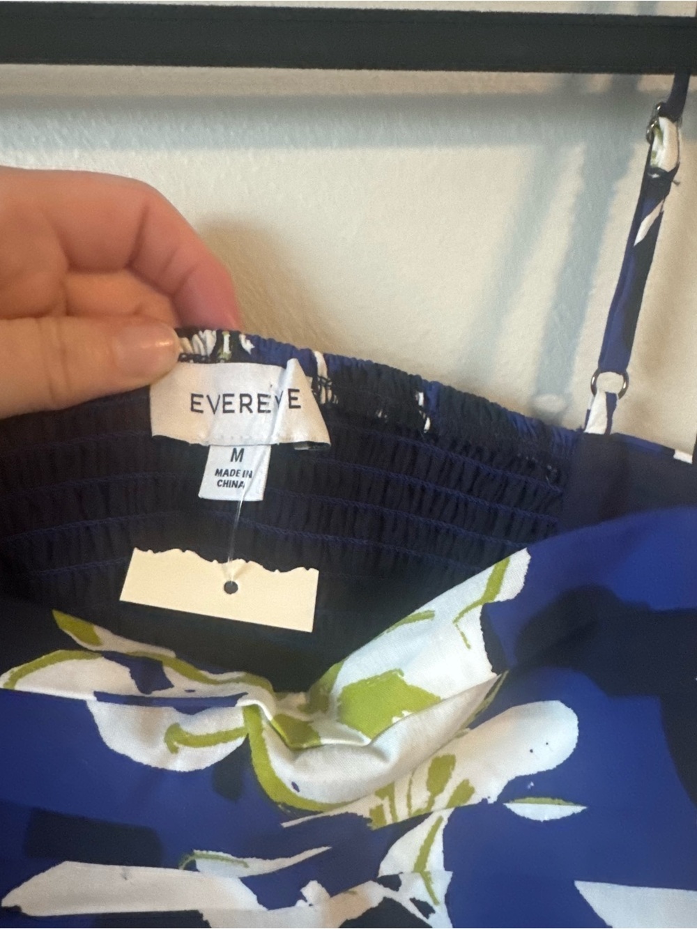 Navy Blue Floral Sundress with White & Lime Accents - Picture 5 of 5